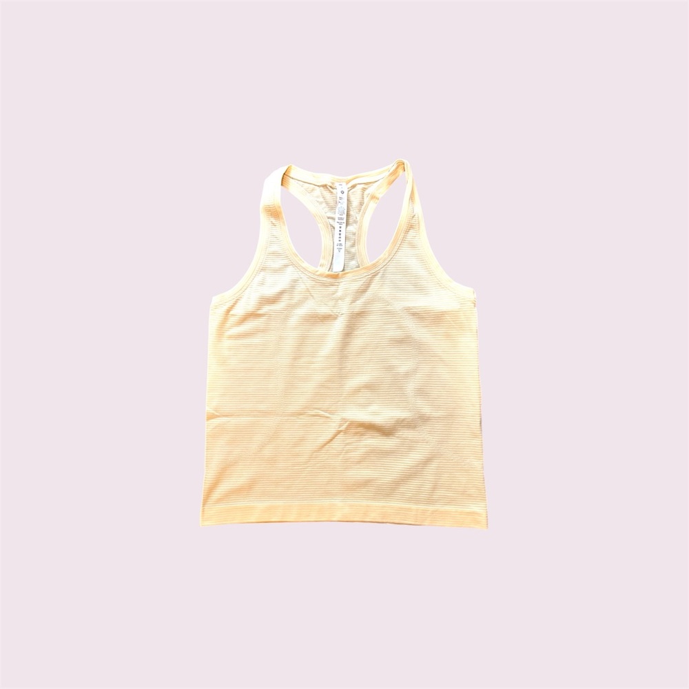 NWOT Lululemon Swiftly Tech Racerback Tank Top in Tempo Stripe Prosecco/White